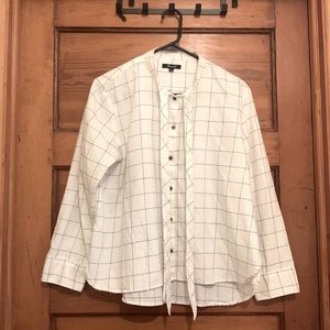 Madewell windowpane flannel with neck tie, size L